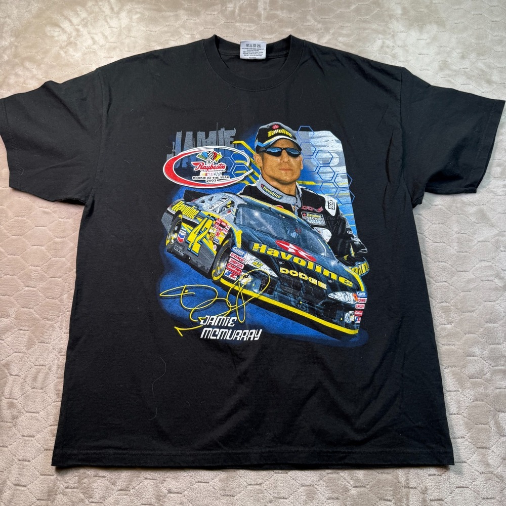 VTG Nascar Texaco Chevron Jamie McMurray Rookie of the Year Shirt Sz Lg 2003 DS